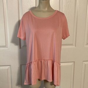 Lavender Field pink ruffled short sleeve top L